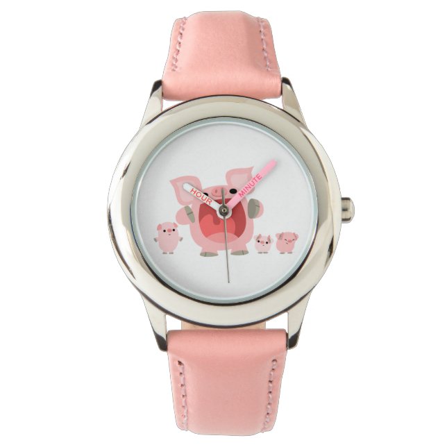 Cute Shouting Cartoon Pigs Watch (Front)