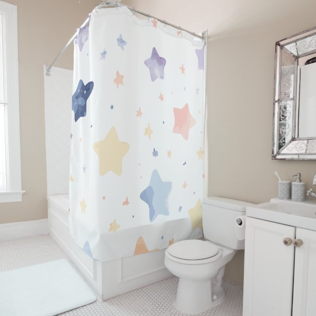Cute Shower Curtain with stars for kids (In Situ)
