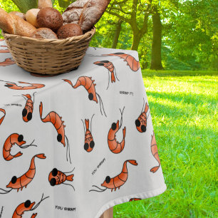 Cute shrimps kawaii seafood table cloth