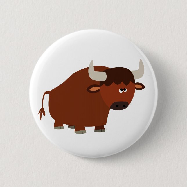 Cute Shy Cartoon Bull 6 Cm Round Badge (Front)