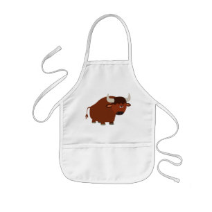 Cute Shy Cartoon Bull Children Apron