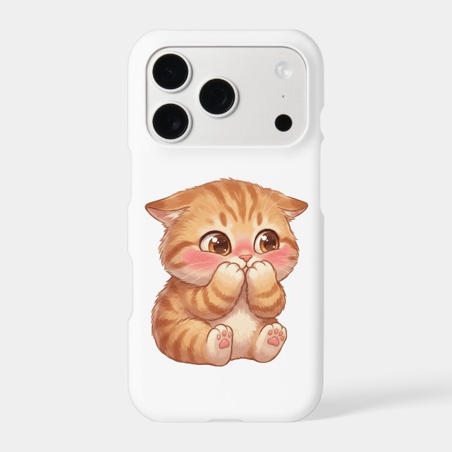 Cute Shy Orange Kitten Blushing Canvas Wall Art (Back)