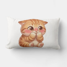 Cute Shy Orange Kitten Blushing Canvas Wall Art