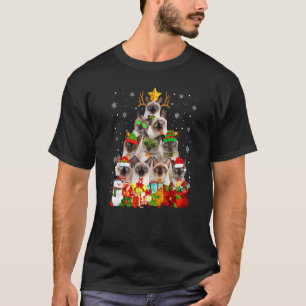 Cute Siamese Cat Christmas Tree Ornament Cat Xmas T-Shirt