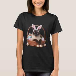Cute Siamese Cat Easter Egg Hunt Owner Bunny Ears T-Shirt