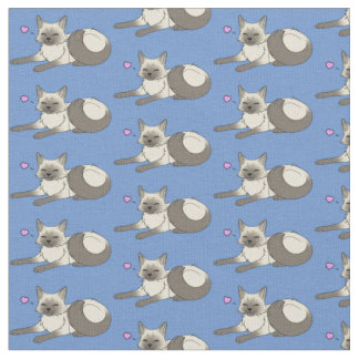 Cute Siamese Cat Fabric