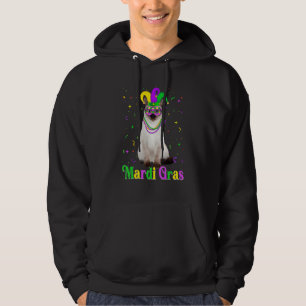 Cute Siamese Cat Funny Animals Lover Mardi Gras Ca Hoodie