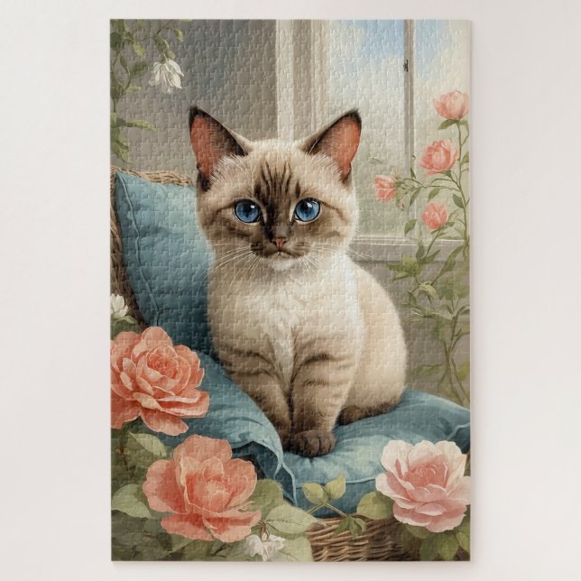 Cute Siamese Cat Jigsaw Puzzle (Vertical)