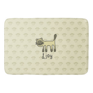 cute Siamese cat & joy doodle Bath Mat