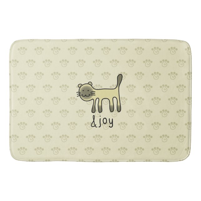 cute Siamese cat & joy doodle Bath Mat (Front)