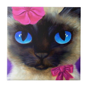 Cute Siamese Cat Kitten Photo Painting Ceramic Tile