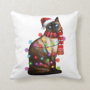 Cute Siamese Cat Lover Funny Xmas Holiday Gift Cushion