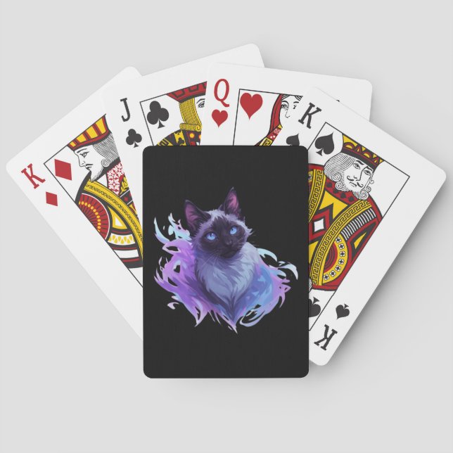 Cute Siamese Cat Playing Cards (Back)
