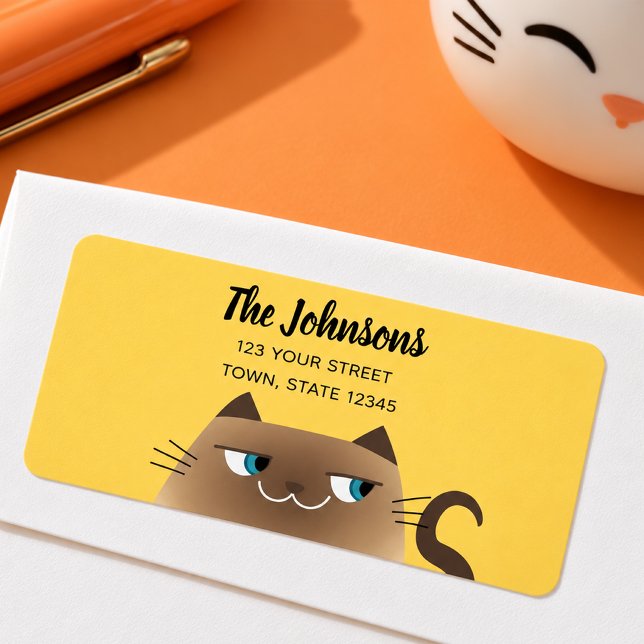 Cute Siamese Cat Return Address Label (Creator Uploaded)