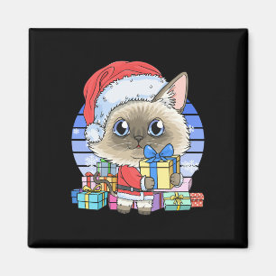 Cute Siamese Cat Santa Claus Christmas Xmas Kitten Magnet