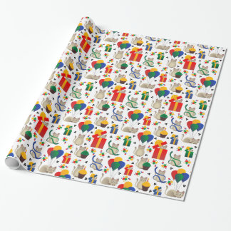 Cute Siamese Cats and Presents Wrapping Paper