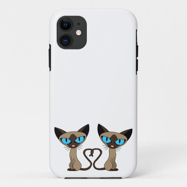 Cute Siamese Cats Tail Heart Case-Mate iPhone Case (Back)
