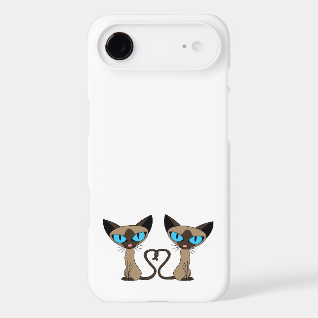 Cute Siamese Cats Tail Heart Case-Mate iPhone Case (Back)