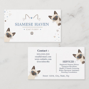 Cute Siamese Cattery Customisable Business Card