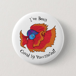 Cute Siamese fighting fish betta cartoon  6 Cm Round Badge