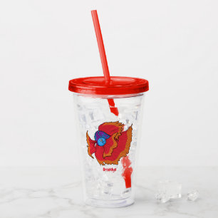 Cute Siamese fighting fish betta cartoon Acrylic Tumbler