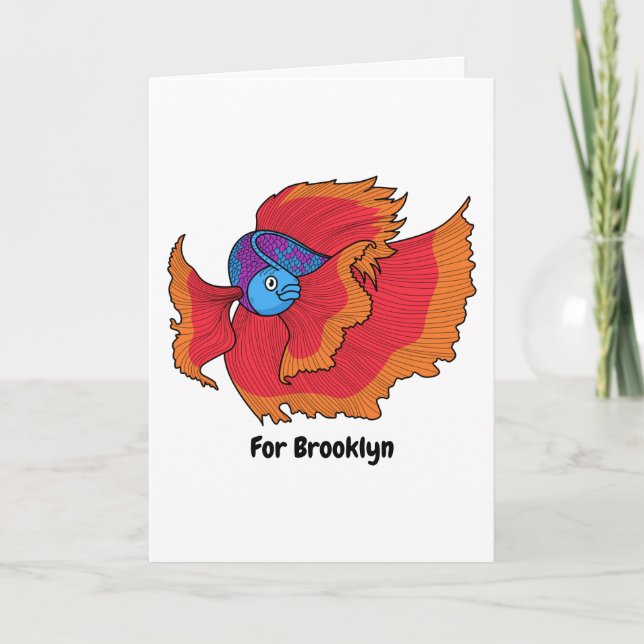 Cute Siamese fighting fish betta cartoon Card (Front)