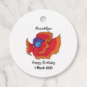 Cute Siamese fighting fish betta cartoon Favour Tags