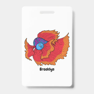 Cute Siamese fighting fish betta cartoon ID Badge