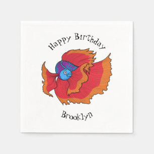 Cute Siamese fighting fish betta cartoon  Napkin