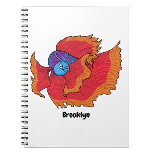 Cute Siamese fighting fish betta cartoon  Notebook