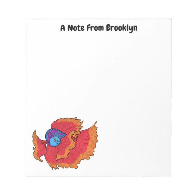 Cute Siamese fighting fish betta cartoon Notepad (Front)