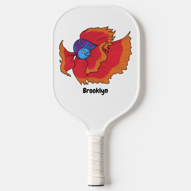 Cute Siamese fighting fish betta cartoon  Pickleball Paddle (Front)
