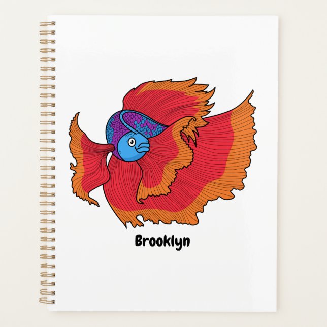 Cute Siamese fighting fish betta cartoon  Planner (Front)