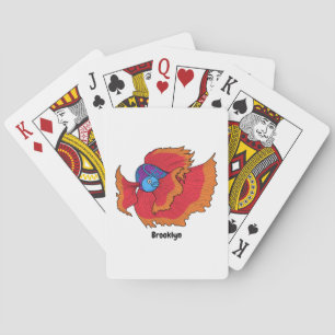 Cute Siamese fighting fish betta cartoon Playing Cards