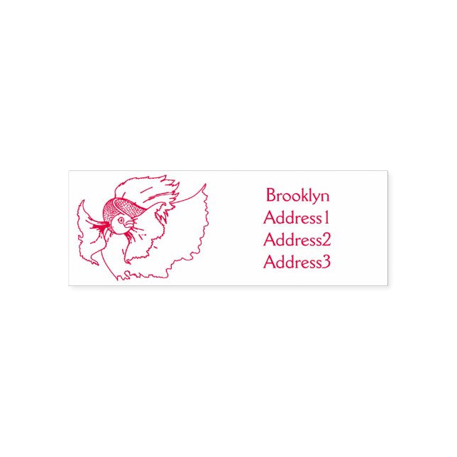 Cute Siamese fighting fish betta cartoon  Self-inking Stamp (Design)