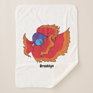 Cute Siamese fighting fish betta cartoon Sherpa Blanket