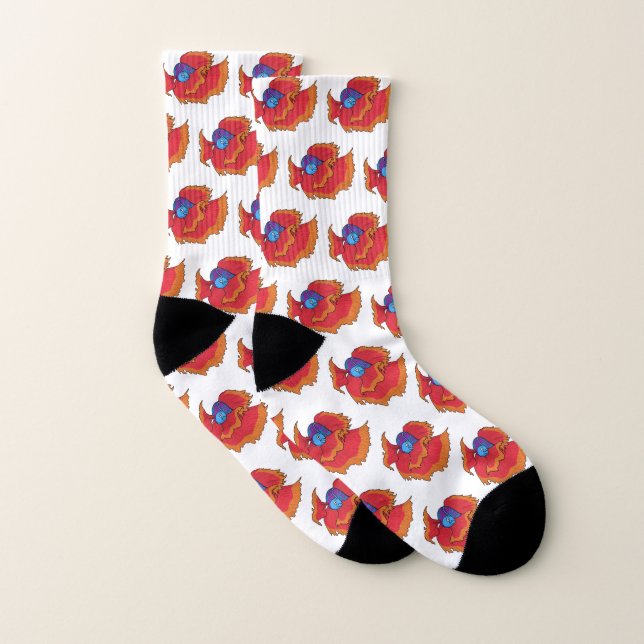Cute Siamese fighting fish betta cartoon  Socks (Pair)