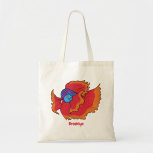 Cute Siamese fighting fish betta cartoon  Tote Bag