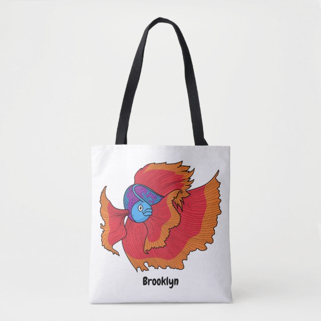 Cute Siamese fighting fish betta cartoon Tote Bag (Front)
