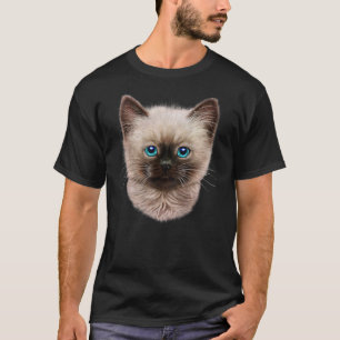 Cute Siamese Kitten, Fluffy Cat Face T-Shirt