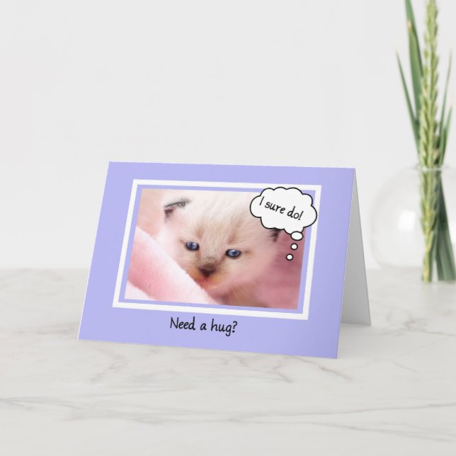 Cute Siamese Kitten, Need A Hug, Encouragement Card (Front)