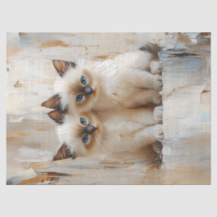 Cute Siamese Kittens Painting Decoupage Tissue Paper