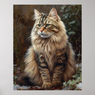Cute Siberian Cat Art Print Poster
