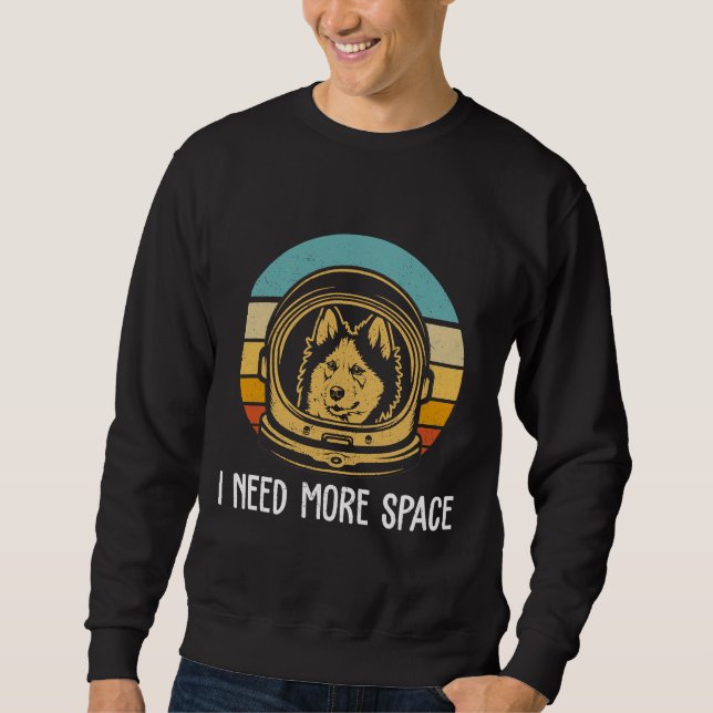 Cute Siberian Husky Astronaut  Funny Siberian Husk Sweatshirt (Front)