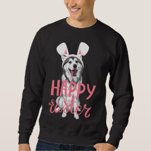 Cute Siberian Husky Bunny Ears Happy Easter Sweatshirt