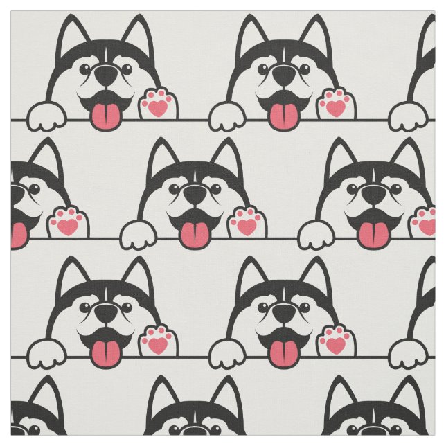 Cute Siberian Husky custom colour Fabric (Swatch)