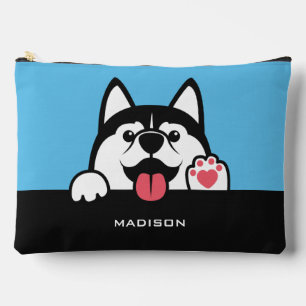 Cute Siberian Husky custom name & color Accessory Pouch