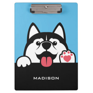 Cute Siberian Husky custom name & colour Clipboard