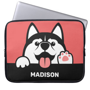 Cute Siberian Husky custom name Laptop Sleeve