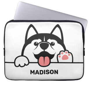 Cute Siberian Husky custom name Laptop Sleeve